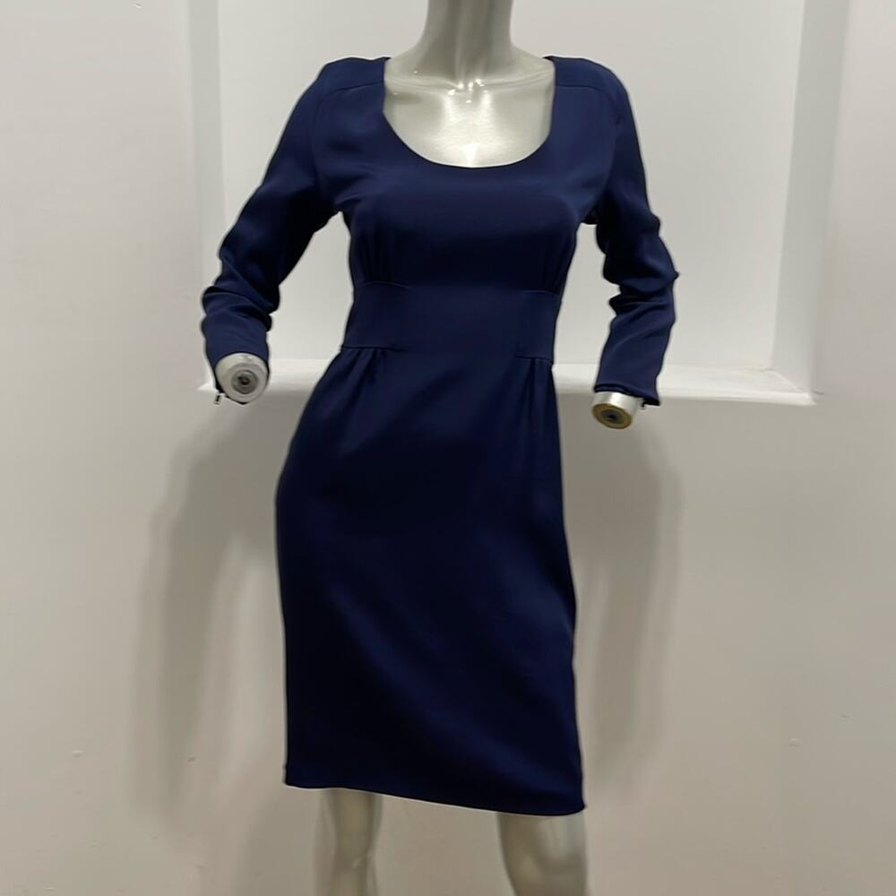 Adam Adam Lippes  Long Sleeve Silk Sheath Dress Navy Blue Size 2